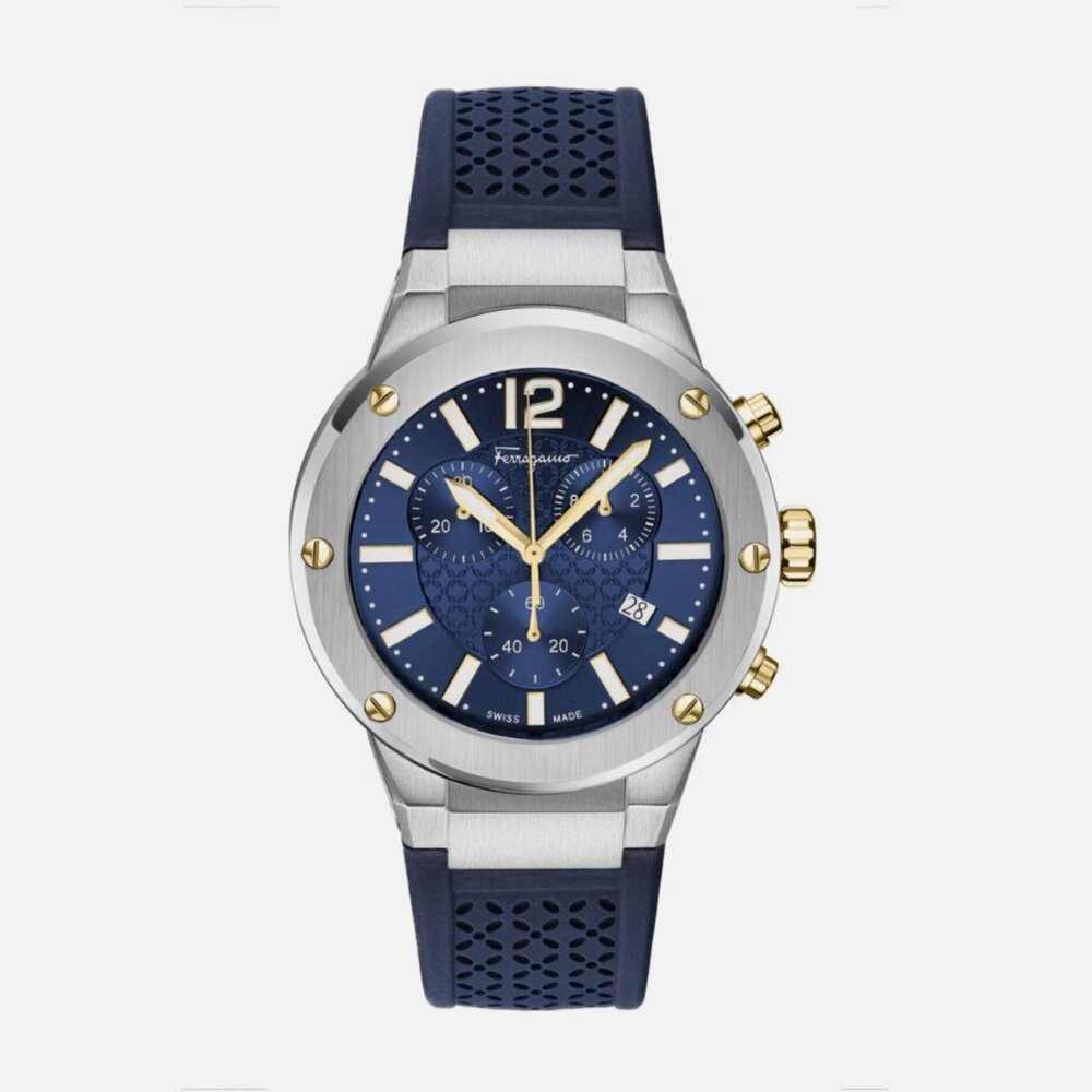 Ferragamo Mens Stainless Steel 42mm Strap Fashion Watch